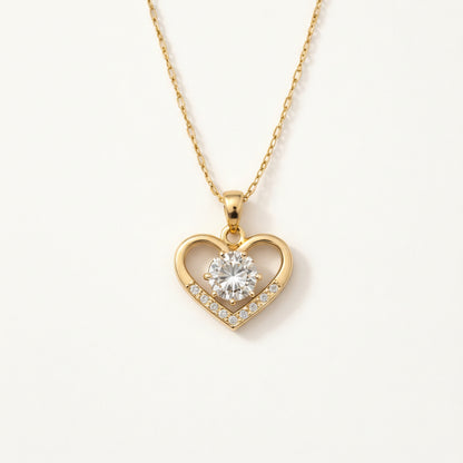 Heart shaped light luxury sparkling full diamond temperament necklace for women's versatile collarbone chain titanium steel chain