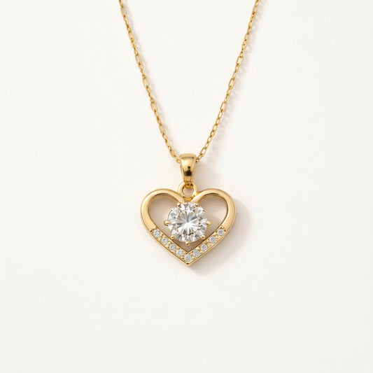 Heart shaped light luxury sparkling full diamond temperament necklace for women's versatile collarbone chain titanium steel chain
