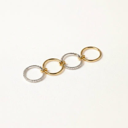 Stacked Cubic Zirconia Ring - 18K Gold - Rich Luster - Non-Discoloration - Gold and Silver Dual Finish Gift