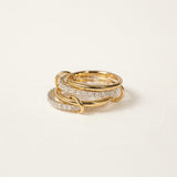 Stacked Cubic Zirconia Ring - 18K Gold - Rich Luster - Non-Discoloration - Gold and Silver Dual Finish Gift
