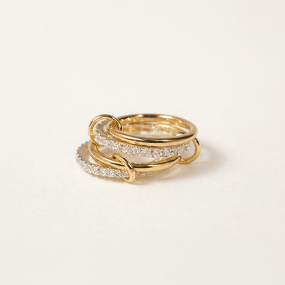 Stacked Cubic Zirconia Ring - 18K Gold - Rich Luster - Non-Discoloration - Gold and Silver Dual Finish Gift