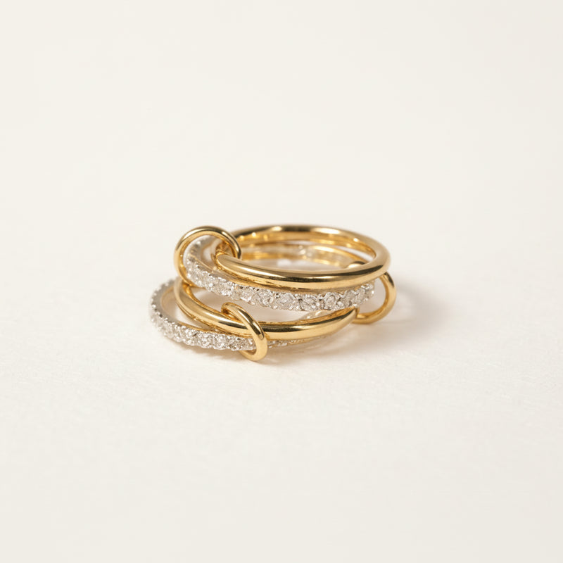 Stacked Cubic Zirconia Ring - 18K Gold - Rich Luster - Non-Discoloration - Gold and Silver Dual Finish Gift